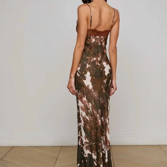 L'AGENCE Susanna Silk Lace Dress - Cowprint - Picture 2 of 5